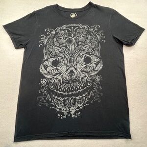 Ocean Pacific VINTAGE Sugar Skull Day of the Dead Graphic T-shirt Black Medium
